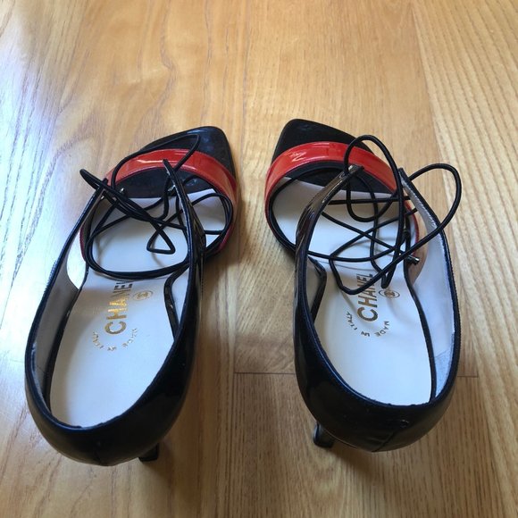 Chanel Patent Leather Lace-up Sandals - Picture 2 of 4